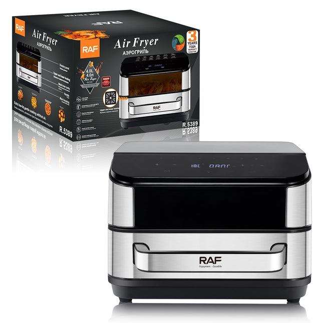 RAF  AirFryer | 4L Capacity | 2200W Power | Dual Heating | Temperature Control | Non-stick Coating | Touch Screen Control