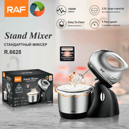 RAF Stand Mixer | 1000W | 2.5L Capacity | 3 Levels Speed | Stainless Steel Bowl