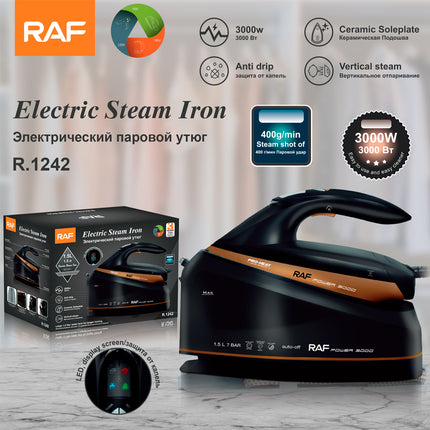 RAF Electric Steam Iron | 3000W | 1.5L Capacity | Temperature Control | Anti-drip | Vertical Steam | Ceramic Soleplate