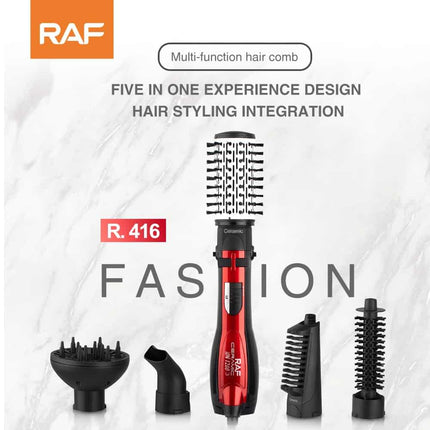 RAF 5-in-1 Rotative Brush Hair Styling Kit | 1200W | VDE D02 Plug | Multiple Attachments | Ideal for Versatile Hair Styling