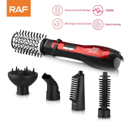 RAF 5-in-1 Rotative Brush Hair Styling Kit | 1200W | VDE D02 Plug | Multiple Attachments | Ideal for Versatile Hair Styling