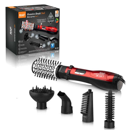 RAF 5-in-1 Rotative Brush Hair Styling Kit | 1200W | VDE D02 Plug | Multiple Attachments | Ideal for Versatile Hair Styling