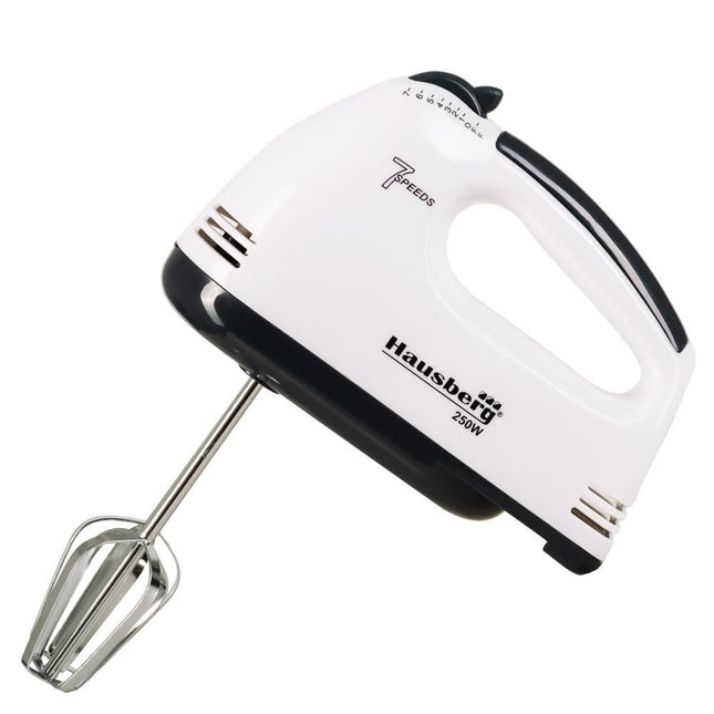 HAUSBERG HB-4112 Hand Mixer, 250W, 7 Speeds, Black/White