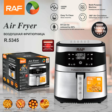 RAF Air Fryer | 8L Capacity | 1800W | Adjustable Temperature | Easy To Clean