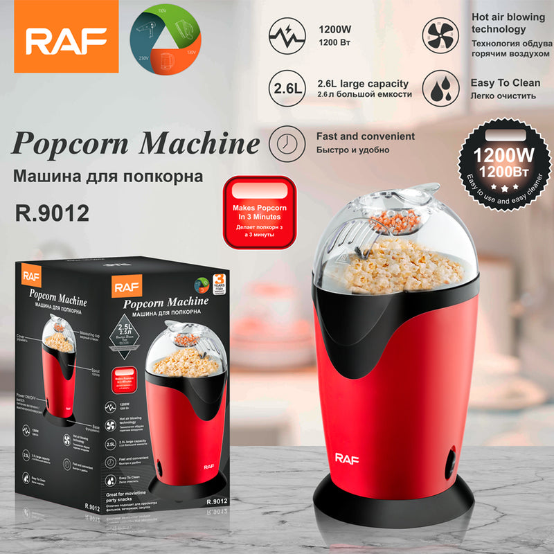 RAF Popcorn Machine | 1200W | 2.6L Large Capacity | Hot Air Blowing Technology | Easy To Clean | Fast and Convenient