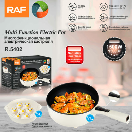 RAF Multi-Function Electric Pot | 1500W | 7L Capacity | 3 levels Speed | Easy To Clean