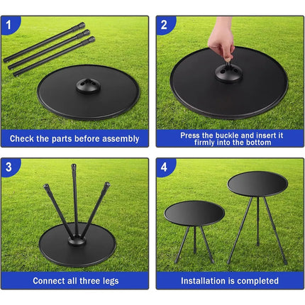 Outdoor Small Round Table – Height Adjustable with Carrying Case (38×38×H25/48cm)
