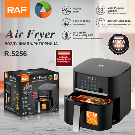 RAF Air Fryer 6.5L Capacity |  1600W | Multi-Purpose Machine | Oil Can Be Reduced By 80% | Easy To Clean