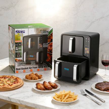 DSP Dual Basket Air Fryer 5L+7L Vertical Design with 8 Presets