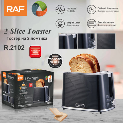 RAF 2 Slice Toaster | 750-900W | Fast and Time Saving | Easy To Clean | Card Slot Design