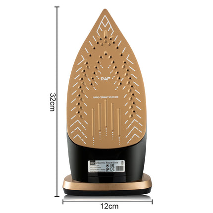 RAF Electric Steam Iron | 2600W | Vertical Steaming | Gold Ceramic bottom |  Thermostat Controlled