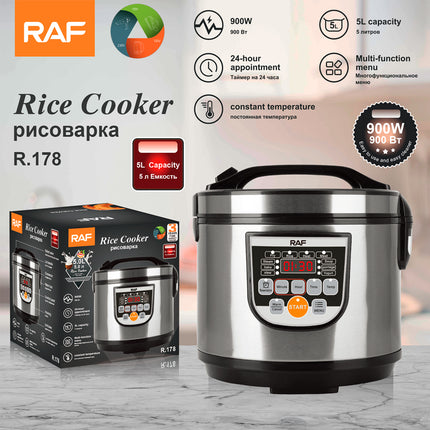 RAF 5L Electric Rice Cooker | Multi-Function Menu | Constant Temperature | 24-Hour Appointment Feature