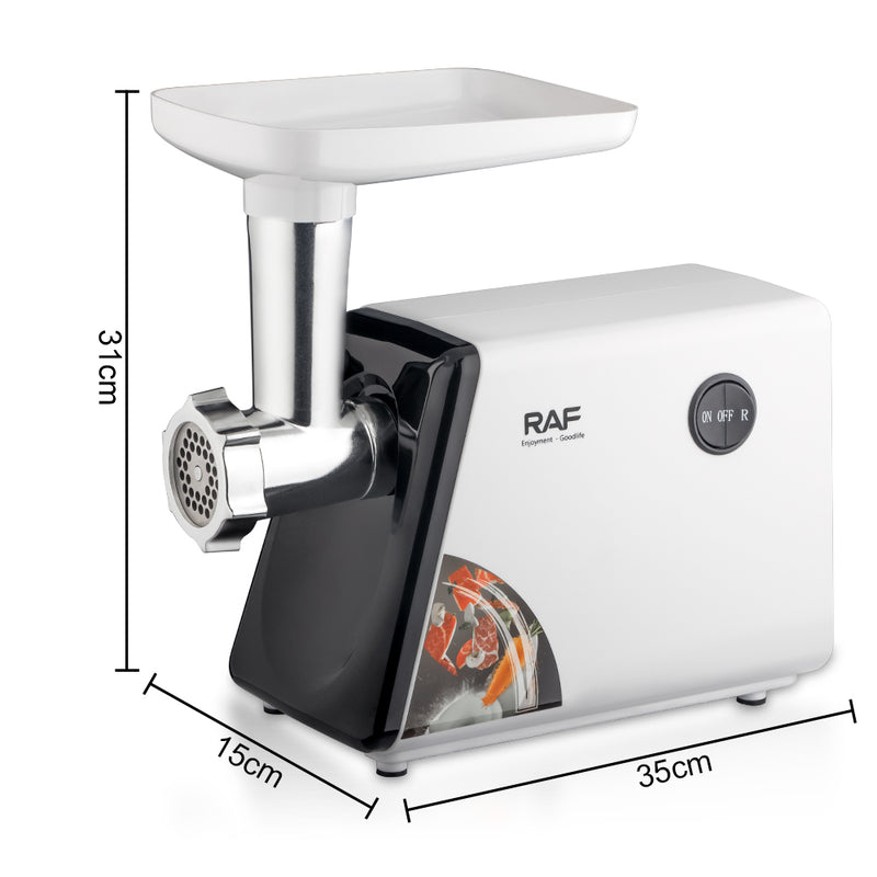 RAF Meat Grinder - 2800W Power, Stainless Steel Cross Knife, 2 Iron Knife Plates