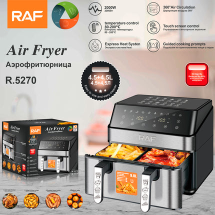 RAF Double Basket 4.5L + 4.5L |  Non Stick Coating | Temperature Control |