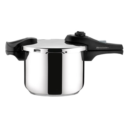 TESCOMA Pressure cooker BIO EXCLUSIVE+, 6.0 l | Stainless Steel | Low/High Pressure | 4 cut-outs | Three-layer Sandwich