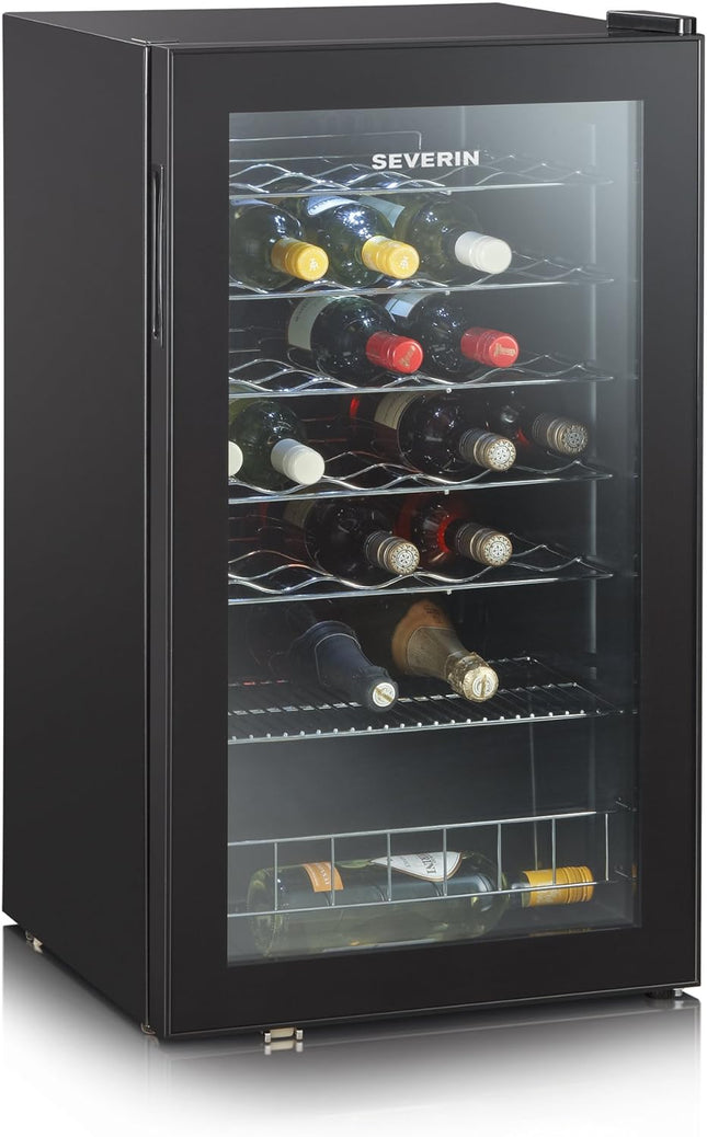 SEVERIN Wine Refrigerator | Wine Cooler for 33 Bottles | Infinitely Adjustable Temperature | Elegant and Practical Design | 95L Net Capacity | [Energy Class G]