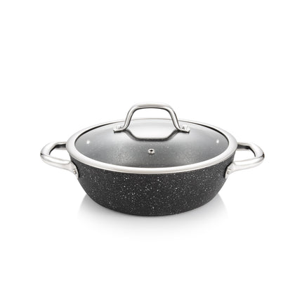 TESCOMA Deep frying pan PRESIDENT Stone with cover ø 24cm | Non-stick Coating | Steam Vent | Induction Bottom | Dishwasher Safe