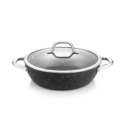 TESCOMA Deep frying pan PRESIDENT Stone with cover ø 26CM | Non-stick Coating | Steam Vent | Induction Bottom | Dishwasher Safe