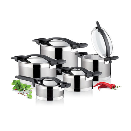 Tescoma ULTIMA 10-Piece Stainless Steel Cookware Set | Revolutionary Steam Control System | Stainless Steel 18/10 | Dishwasher Safe | 5-Year Warranty