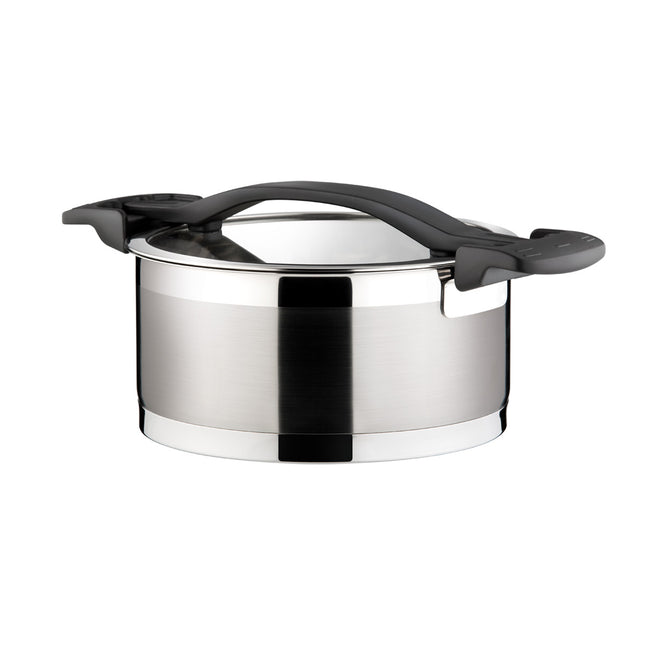 Tescoma Casserole ULTIMA with cover ø 24 cm, 5.0 l | Stainless Steel 18/10 | Steam Control |  3 working positions | suitable for all types of cookers | Dishwasher Safe