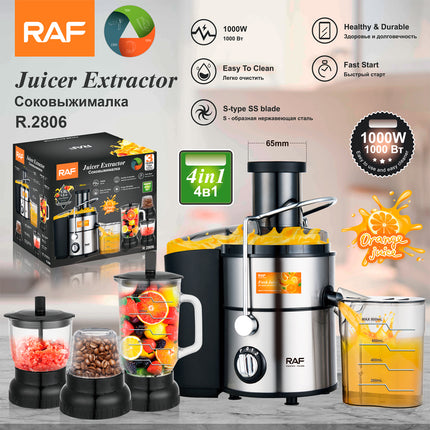 RAF 4-in-1 Juicer Extractor | 1000W | Healthy & Durable | Fast Start | S-type SS Blade | Easy To Clean