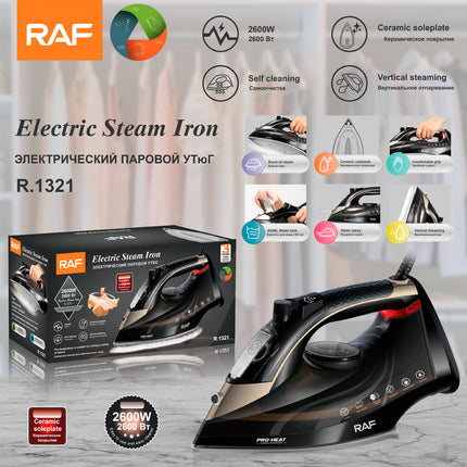 RAF Electric Steam Iron | 2600W | Vertical Steaming | Ceramic Soleplate | Self Cleaning