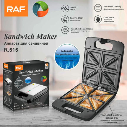 RAF Sandwich Maker | 1400W | Cool Touch | Double-Sided Toasting | Easy To Clean