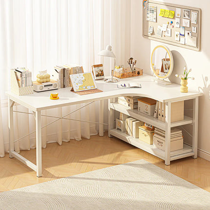 L-Shaped Corner Desk with Storage Rack - Maximize Your Home Office