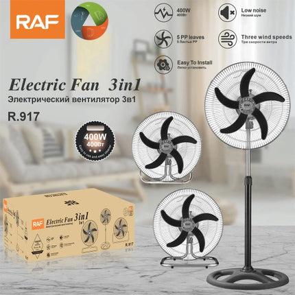 (2 Pieces in a box) RAF 3-in-1 Electric Standing Fan | 18-Inch | low noise | Wind Speed | Easy to install