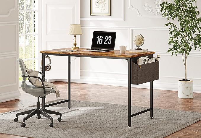 Voraus Office Desk D004 - Sturdy Steel Frame, Adjustable Leg Pads, Waterproof P2 Class Particle Board, Scratch-Resistant Surface, Modern and Functional Workspace Solution