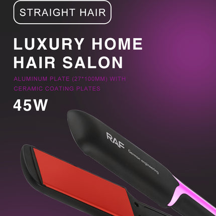 RAF Hair Straightener - Professional 45W Electric Hair Straightening Iron with PTC Plates, and Temperature Display