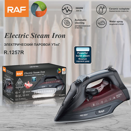 RAF Electric Steam Iron | 2600W | Ceramic Soleplate | Water Spray | Automatic Cleaning