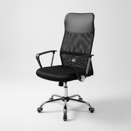 High Back Ergonomic Mesh Office Executive Chair with Headrest & 3D Armrest – Black (60×48×H106–114cm)