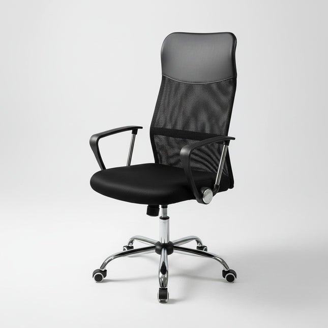 High Back Ergonomic Mesh Office Executive Chair with Headrest & 3D Armrest – Black (60×48×H106–114cm)
