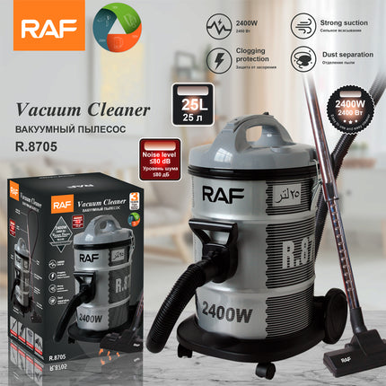 RAF Vacuum Cleaner | 25L Capacity | 2400W | Strong Suction | Clogging Protection | Dust Separation