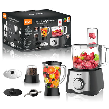 RAF 7-in-1 Food Processor | 600W | 1.5L Capacity | Multiple Blade Attachments | High-Speed Motor