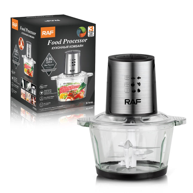 RAF Food Processor | 2L Capacity | 4 Sharp Blades | Copper-clad aluminum cable | 2 Speed Control