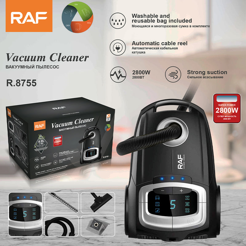 RAF Vacuum Cleaner Digital and 43000PA suction Power | 1600W| Washable and Reusable Bag Included | Strong Suction | 3 years warranty