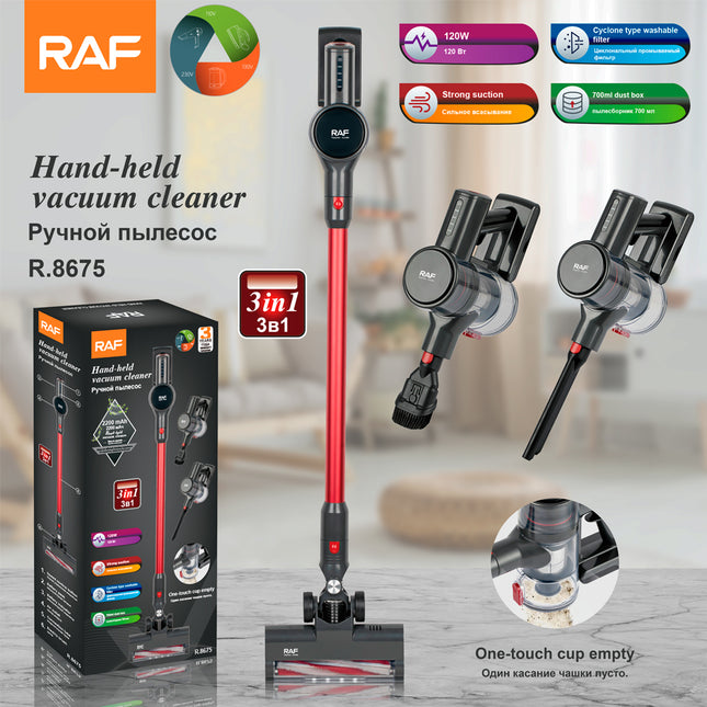 RAF Wireless Vacuum Cleaner | 120W | Strong Suction | Cyclone Type Washable Filter | 700ml Dust Box