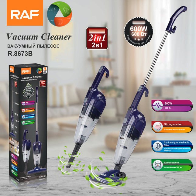RAF 2-in-1 Vacuum Cleaner 600W | Handheld & Stick Vacuum | 4M Cable | 0.5L Capacity