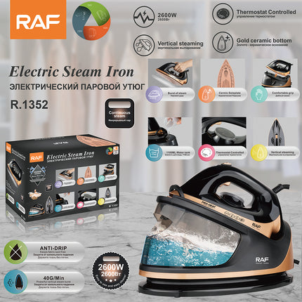 RAF Electric Steam Iron | 2300-2600W | Adjustable Temperature Control | 1.8m Rubber Power Cord, and VDE Plug