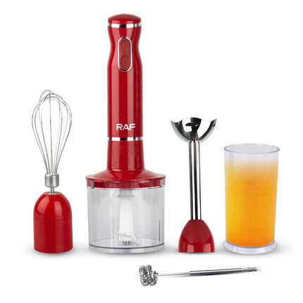 RAF 5in1 Hand Blender Set with Chopper, Mixer and More | 400W | Fast Start | 4 Blade | Egg Beater | Milk Frother | 600ml Blender Jar | Long Leg Knife