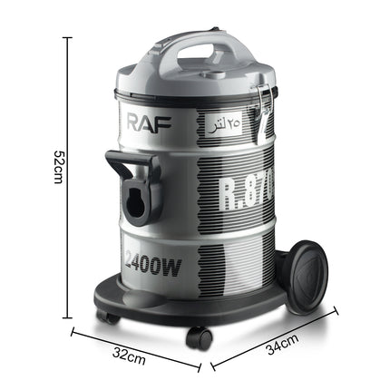 RAF Vacuum Cleaner | 25L Capacity | 2400W | Strong Suction | Clogging Protection | Dust Separation