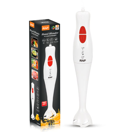 RAF Hand Blender - 300W with Stainless Steel Blade, Copper-Clad Aluminium Motor, and Stylish Black and White Design