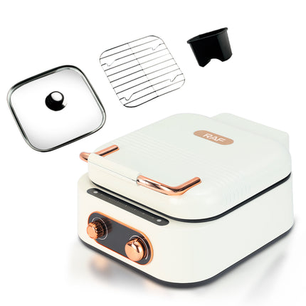 RAF 3-in-1 Hot Pot Grill | 1800W | Double Pan Frying | Deepen The Design | independent temperature control | Nonstick Coating