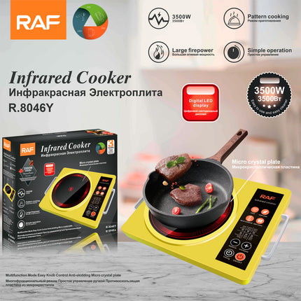 RAF Infrared Cooker | 3500W | Pattern Cooking | Simple Operation | Large Firepower | Digital LED Display | Micro Crystal Plate | 3 Years Warranty