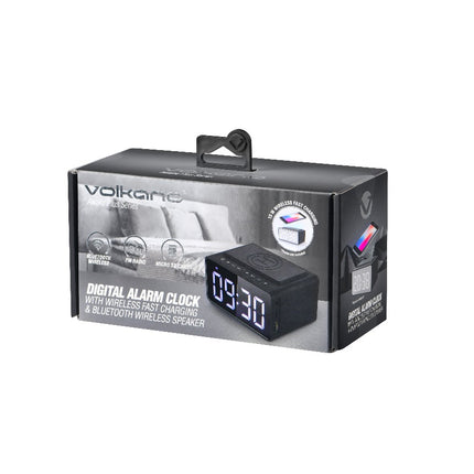 Volkano Awake Plus series Alarm Clock with Wireless Charging & Speaker