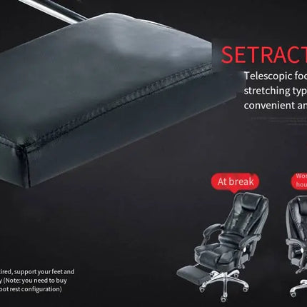 Luxury Office Chair with Footrest | Full Black | Up to 150° Recline | Premium PU Leather | High-Density Lumbar & Neck