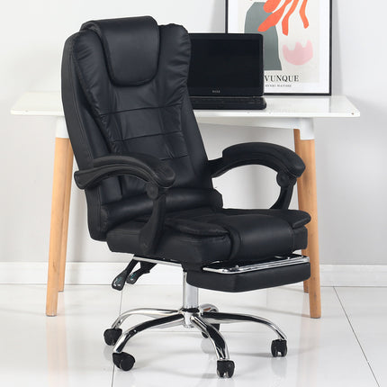 Luxury Office Chair with Footrest | Full Black | Up to 150° Recline | Premium PU Leather | High-Density Lumbar & Neck