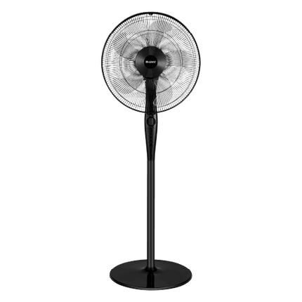 GREE Black Stand Fan | 5-Blade Design | Tilt Angle |  Compact Design |  Simple Control Panel |  Stable Base |  Timer |  Thick Grille |  Copper Motor |